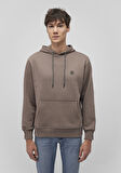 Mavi Logo Nakışlı Kapüşonlu Kahverengi Sweatshirt 065809-87875