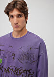 Rick and Morty Baskılı Mor Sweatshirt 0S10186-70691