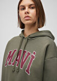 Mavi Logo Baskılı Kapüşonlu Haki Sweatshirt 1600361-71581