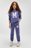 Kız Çocuk M Logo Baskılı Eşofman Altı - Mor  | 3-4