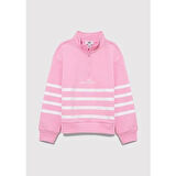 YARI FERMUARLI ÇİZGİLİ SWEATSHIRT