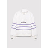 YARI FERMUARLI ÇİZGİLİ SWEATSHIRT