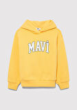 Mavi Logo Baskılı Kapüşonlu Sarı Sweatshirt 7610035-71377