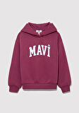 Mavi Logo Baskılı Kapüşonlu Mor Sweatshirt 7610035-70651