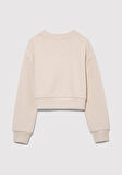 Mavi Logo Baskılı Bej Crop Sweatshirt 7S10078-70072