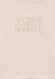 Mavi Logo Baskılı Bej Crop Sweatshirt 7S10078-70072
