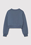 Mavi Logo Baskılı Mavi Crop Sweatshirt 7S10078-70871