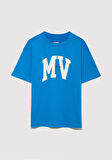 MV Logo Baskılı Mavi Tişört 6610213-83865