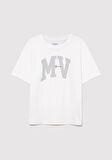 MV Logo Baskılı Beyaz Tişört 6610213-70057