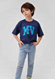 MV Logo Baskılı Lacivert Tişört 6610213-70491