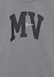 MV Logo Baskılı Kapüşonlu Gri Sweatshirt 6S10054-70098