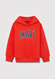 Mavi Logo Baskılı Kapüşonlu Turuncu Sweatshirt 6610110-83127