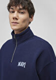 Mavi Logo Baskılı Yarı Fermuarlı Lacivert Sweatshirt 0S10208-70497