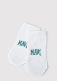 Mavi Logo Detaylı Beyaz Patik Çorap 1912784-20454