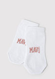 Mavi Logo Detaylı Beyaz Patik Çorap 1912784-620