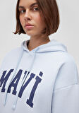 Mavi Logo Baskılı Kapüşonlu Mavi Sweatshirt 1600361-70717