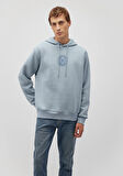 M Logo Baskılı Kapüşonlu Mavi Sweatshirt 0S10192-80796