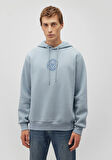 M Logo Baskılı Kapüşonlu Mavi Sweatshirt 0S10192-80796