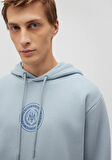 M Logo Baskılı Kapüşonlu Mavi Sweatshirt 0S10192-80796