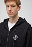 M Nakışlı Fermuarlı Kapüşonlu Siyah Sweatshirt 0S10193-900