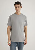 Bisiklet Yaka Gri Basic Tişört 0611593-70098
