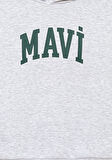 Mavi Logo Baskılı Kapüşonlu Gri Sweatshirt 6610110-88467