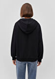 Mavi Logo Baskılı Kapüşonlu Fermuarlı Siyah Sweatshirt 1S10178-900