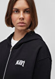Mavi Logo Baskılı Kapüşonlu Fermuarlı Siyah Sweatshirt 1S10178-900