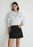 Mavi Logo Baskılı Yarı Fermuarlı Gri Sweatshirt 1S10179-85438