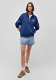 Mavi Logo Baskılı Yarı Fermuarlı Lacivert Sweatshirt 1S10179-82625