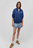 Mavi Logo Baskılı Yarı Fermuarlı Lacivert Sweatshirt 1S10179-82625