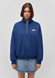 Mavi Logo Baskılı Yarı Fermuarlı Lacivert Sweatshirt 1S10179-82625