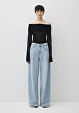 Mavi Omzu Açık Siyah Crop Triko 1710557-900