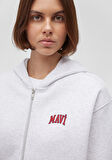 Mavi Logo Baskılı Kapüşonlu Fermuarlı Gri Sweatshirt 1S10178-85438