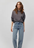 Bisiklet Yaka Gri Basic Sweatshirt 1611770-86560