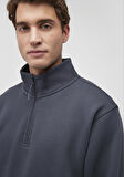 Yarı Fermuarlı Lacivert Basic Sweatshirt 0S10278-87822