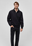 Yarı Fermuarlı Siyah Basic Sweatshirt 0S10278-900