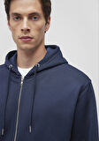 Kapüşonlu Fermuarlı Lacivert Basic Sweatshirt 0S10277-70490