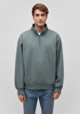 Yarı Fermuarlı Yeşil Basic Sweatshirt 0S10278-71577