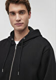 Kapüşonlu Fermuarlı Siyah Basic Sweatshirt 0S10277-900