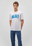 Mavi Logo Baskılı Beyaz Tişört 0611711-602