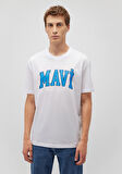 Mavi Logo Baskılı Beyaz Tişört 0611711-602