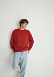 Bisiklet Yaka Kırmızı Basic Sweatshirt 0S10084-86417