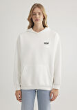 Mavi Logo Baskılı Kapüşonlu Ekru Sweatshirt 1S10243-70057