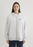 Mavi Logo Baskılı Kapüşonlu Gri Sweatshirt 1S10246-88468
