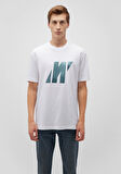 M Logo Baskılı Beyaz Tişört 0612429-620