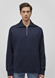 Yarı Fermuarlı Lacivert Sweatshirt 0S10243-82318