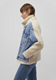 Rubina 90lar Açık Mavi Suni Kürklü  Jean Ceket 1110278-88589