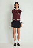M Logo Patchli Bordo Bomber Ceket 1110636-70434