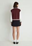 M Logo Patchli Bordo Bomber Ceket 1110636-70434